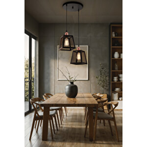 Izraga Küp 2li Siyah Avize Modern Dekoratif Sarkıt Salon Oturma Odası Cafe Hole Mutfak Yatak Odası