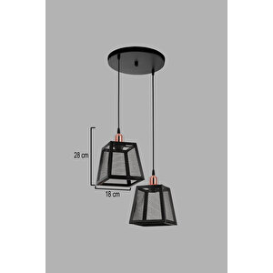 Izraga Küp 2li Siyah Avize Modern Dekoratif Sarkıt Salon Oturma Odası Cafe Hole Mutfak Yatak Odası