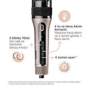 BaByliss C6688E Style Secret Air Auto-Curl Teknolojili Sıcak Hava İle Bukle Yapan Otomatik Saç Maşası Metalik