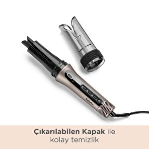 BaByliss C6688E Style Secret Air Auto-Curl Teknolojili Sıcak Hava İle Bukle Yapan Otomatik Saç Maşası Metalik