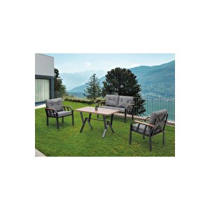 Nergiz 2 1 1 Masa Bahçe Balkon Mobilyası Gri