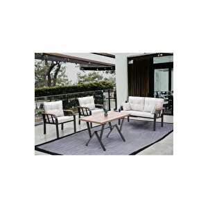 Nergiz 2 1 1 Masa Bahçe Balkon Mobilyası Krem