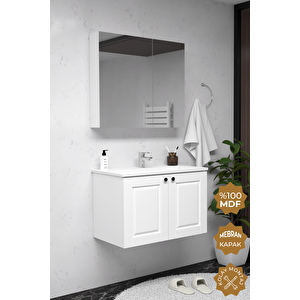 Aldera 80 Cm Mdf Gövde Membran Kapak Banyo Dolabı Seti 1000 Beyaz