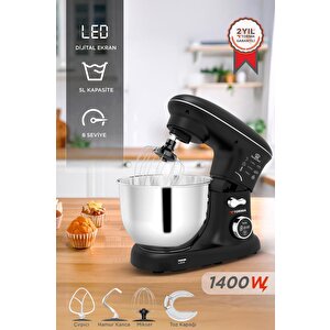 Stand Mikser Hamur Yoğurma Makinesi Dijital Göstergeli 5l 1400w Tmk-1400dt Siyah