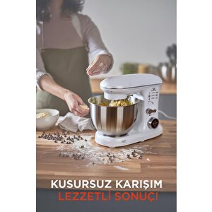 Stand Mikser Hamur Yoğurma Makinesi Dijital Göstergeli 5l 1400w Tmk-1400dt Beyaz