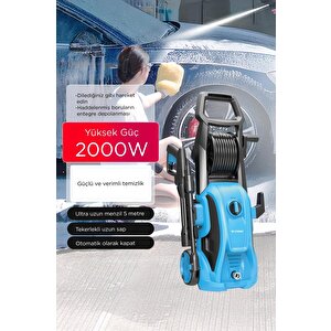 Oto Halı Bahçe Temizleme Ve Yıkama Makinesi 2000w 150 Bar Yüksek Basınçlı Hpc01 Mavi