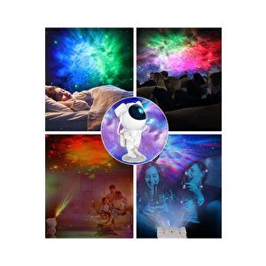 Astronot Projektör Led Galaksi Uzaktan Zamanlayıcı Kumandalı Gece Lambası Lw6 Beyaz
