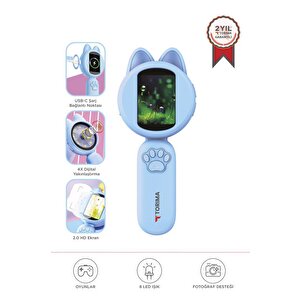 Mini Dijital Mikroskop Led Işıklı Hd Ips Ekranlı Eğitici Oyuncak Tsm02 Mavi