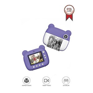 Dijital Fotoğraf Makinesi Çocuk Termal Resim Kağıt Baskılı Yazıcı Kamera Makinesi Cmr14 Mor