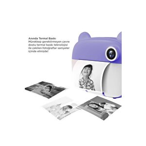 Dijital Fotoğraf Makinesi Çocuk Termal Resim Kağıt Baskılı Yazıcı Kamera Makinesi Cmr14 Mor