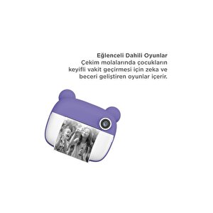 Dijital Fotoğraf Makinesi Çocuk Termal Resim Kağıt Baskılı Yazıcı Kamera Makinesi Cmr14 Mor