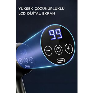 N3 Gri Darbeli Titreşimli Masaj Tabancası Güçlü 1800mah Şarjlı 8 Başlıklı Egzersiz Aleti