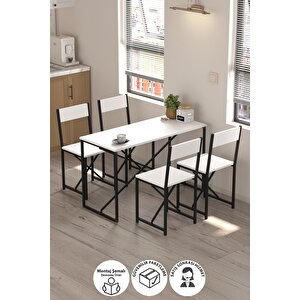 4lü Mutfak Seti Mutfak Masa Ve Sandalye Seti Balkon Masası Cafe Seti Bulut Beyaz