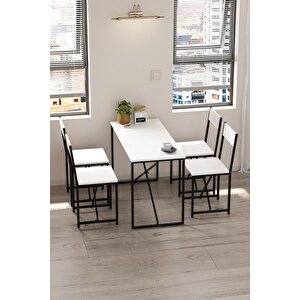 4lü Mutfak Seti Mutfak Masa Ve Sandalye Seti Balkon Masası Cafe Seti Bulut Beyaz