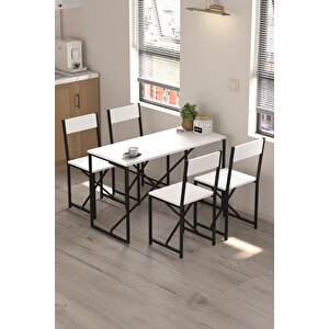 4lü Mutfak Seti Mutfak Masa Ve Sandalye Seti Balkon Masası Cafe Seti Bulut Beyaz