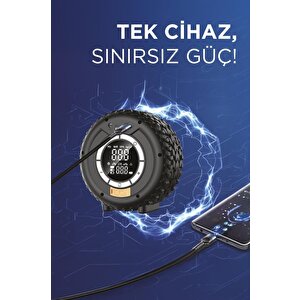 Aps-03 Taşınabilir Araç Akü Takviyeli Powerbank Destekli Işıklı Oto Hava Kompresörü