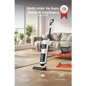 Şarjlı Islak Kuru Dikey Süpürge Yüzey Temizleyici Mop Fw1000 Beyaz