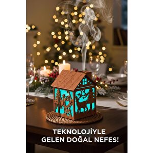 Hava Nemlendiricisi Buhar Makinesi Yılbaşı Temalı Ahşap Görünümlü 240 Ml H14 Açık Kahverengi