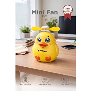 Şarjlı El Vantilatörü Sevimli Kuş Figürlü Mini Taşınabilir Fan F31 Sarı