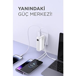 Taşınabilir 20000 Mah Type-c Lightning Hızlı Şarj Dijital Göstergeli 22,5w Powerbank Trm-1027 Beyaz