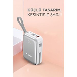 Powerbank 10000 Mah Type-c Lightning Hızlı Şarj Dijital Göstergeli 45w Trm-1018 Beyaz