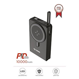 Taşınabilir Batarya 10000 Mah Type-c Hızlı Şarj 22,5w Magsafe Powerbank Trm-1019 Siyah