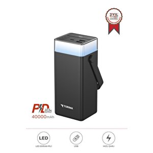 Taşınabilir Batarya 40000 Mah Type-c Lightning Hızlı Şarj Rgb Işıklı 22,5w Powerbank Trm-1041 Siyah