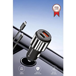 Hızlı Şarj Adaptörü 45w Lightning Kablolu Araç Çakmaklık Şarj C16 Gümüş