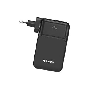 Taşınabilir 20000 Mah Type-c Lightning Hızlı Şarj Dijital Göstergeli 22,5w Powerbank Trm-1027 Siyah