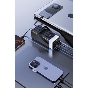 Taşınabilir Batarya 60000 Mah Type-c Lightning Hızlı Şarj Rgb Işıklı 22,5w Powerbank Trm-1061 Siyah