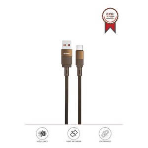 Şarj Kablosu Usb To Type-c Data Kablo U18 Kahverengi