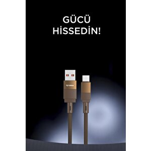 Şarj Kablosu Usb To Type-c Data Kablo U18 Kahverengi