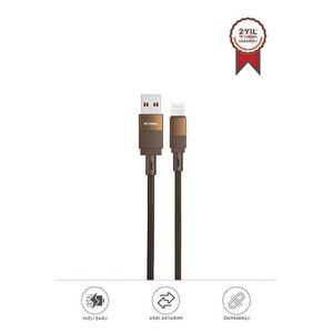 Şarj Kablosu Usb To Lightning Data Kablo U18 Kahverengi