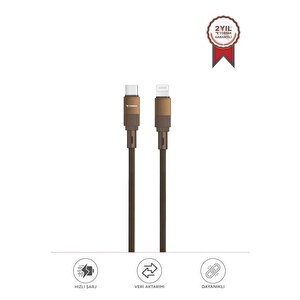 Şarj Kablosu Type-c To Lightning Data Kablo U18 Kahverengi