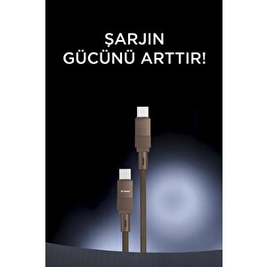 Şarj Kablosu Type-c To Type-c Data Kablo U18 Kahverengi
