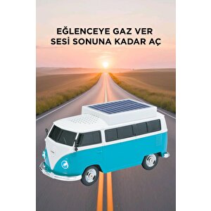 Bluetooth Hoparlör Retro Araba Vosvos Tasarımlı Solar Şarjlı Speaker D70 Yeşil