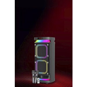 Bluetooth Hoparlör Led Işıklı Mikrofonlu Kumandalı Speaker Kts-1991 Siyah