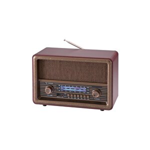 Bluetooth Hoparlör Nostaljik Radyo Uzaktan Kumandalı Tws Usb Tf Destekli Speaker D56 Kahverengi
