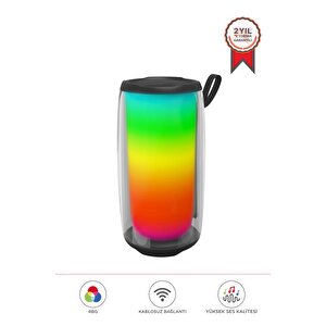 Bluetooth Hoparlör Rgb Işıklı Tws Usb Tf Destekli Speaker Kts-1953 Siyah