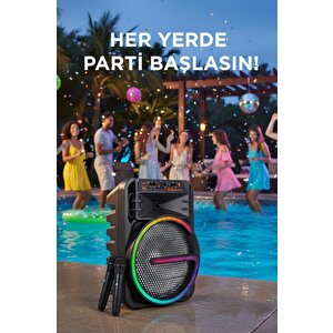 Bluetooth Hoparlör Rgb Işıklı Çift Mikrofonlu 19w Kablosuz Speaker Kts-2170 Siyah