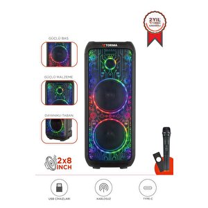 Bluetooth Hoparlör Mikrofonlu Kumandalı Rgb Işıklı Speaker D64 Siyah