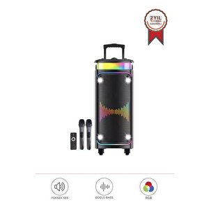 Bluetooth Hoparlör Çift Mikrofonlu Rgb Işıklı Speaker Dr-8816 Siyah