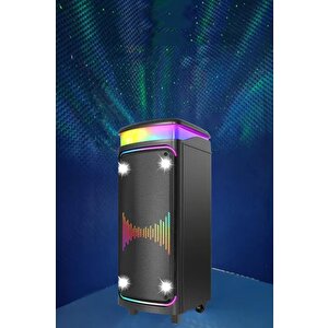 Bluetooth Hoparlör Çift Mikrofonlu Rgb Işıklı Speaker Dr-8816 Siyah