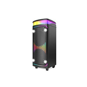 Bluetooth Hoparlör Çift Mikrofonlu Rgb Işıklı Speaker Dr-8816 Siyah