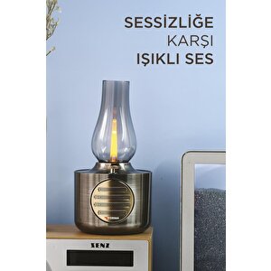 Bluetooth Hoparlör Vintage Gaz Lambası Işıklı Şarjlı Speaker D53 Nikel
