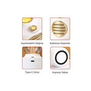 Bluetooth Hoparlör Vintage Gaz Lambası Işıklı Şarjlı Speaker D53 Nikel