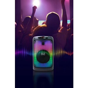 Bluetooth Hoparlör Karaoke Subwoofer Çift Mikrofonlu 3000 Mah Bts-2102 Siyah