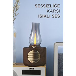 Bluetooth Hoparlör Vintage Gaz Lambası Işıklı Şarjlı Speaker D53 Ahşap