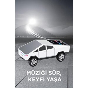 Bluetooth Hoparlör Retro Araba Cybertruck Tasarımlı Rgb Işıklı Tws Usb 15w Speaker D68 Beyaz