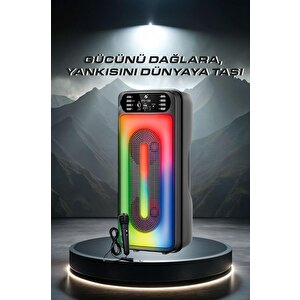 Bluetooth Hoparlör Mikrofonlu Rgb Işıklı Kablosuz Speaker Kts-1555 Siyah